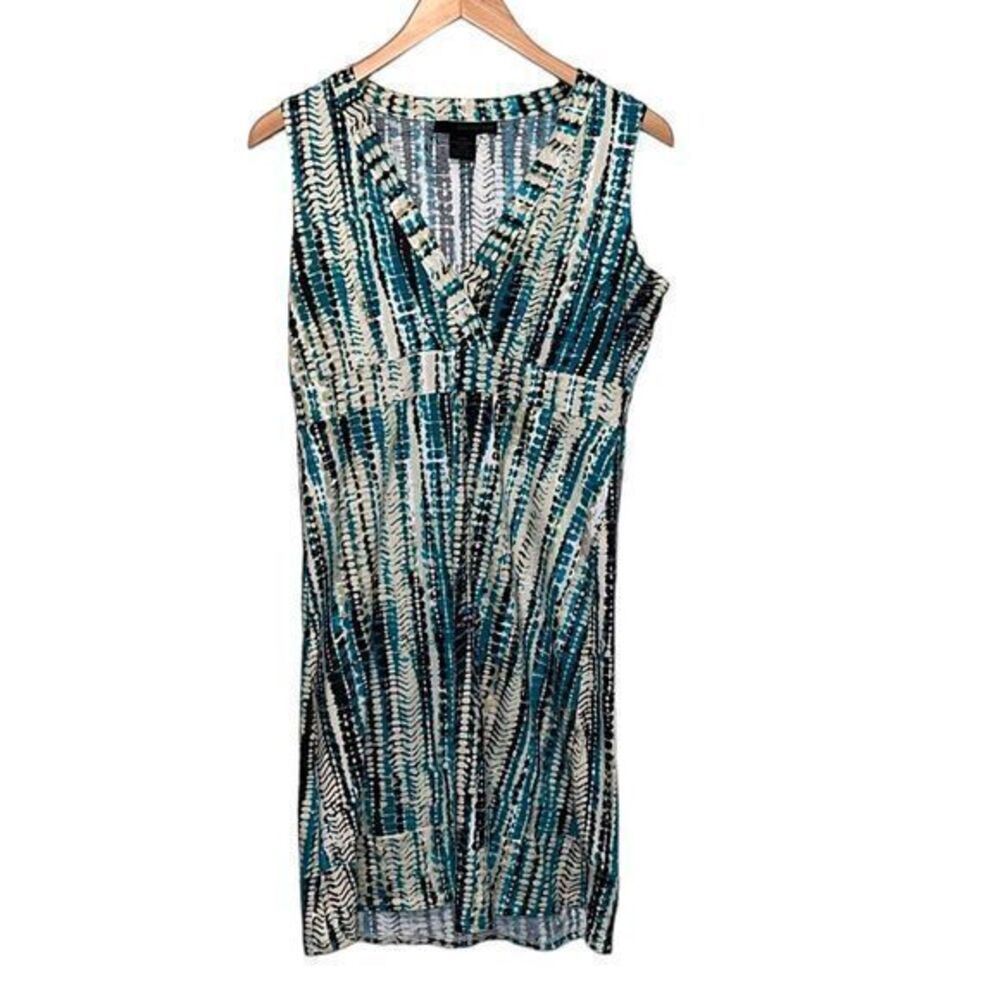 Calvin Klein Jeans Women's Blue Patterned Maxi V-Neck Tank Dress Size S